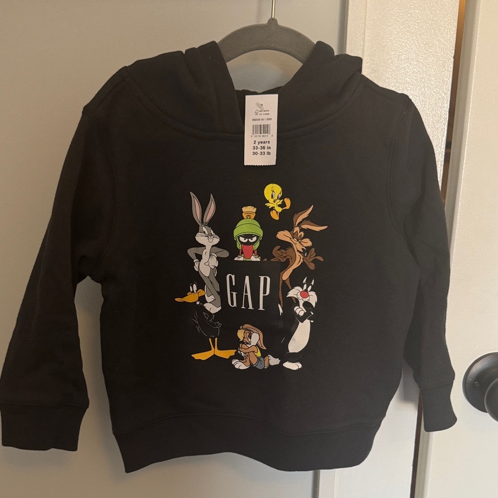 NWT GAP Kids Black Looney Tunes Hoodie Sweatshirt